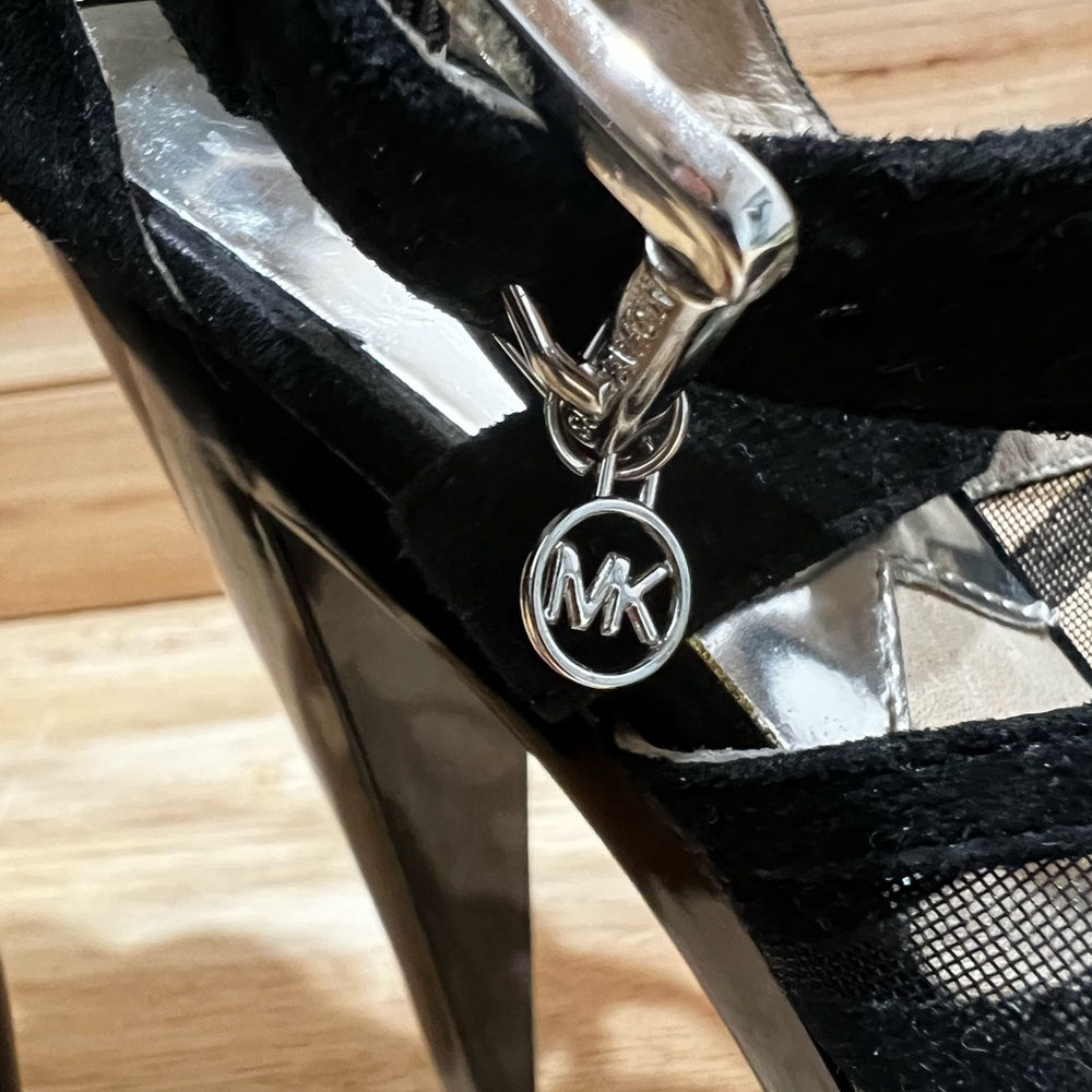 Michael Kors Rina Black Suede and Mesh Stilletos